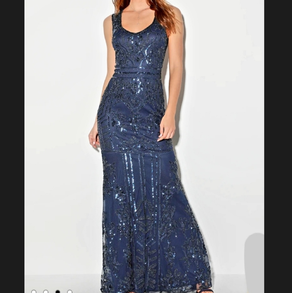 Blue sequin formal dress Lulus